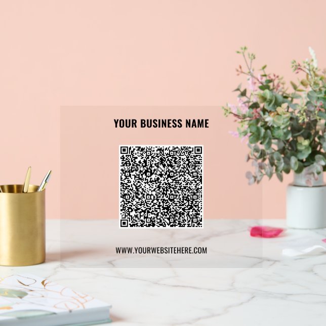 Custom QR Code and Text Name Business Acrylic Sign (Wedding)