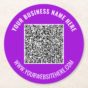 Custom QR Code and Text Paper Coaster Choose Colou