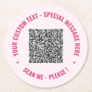 Custom QR Code and Text Paper Coaster Template