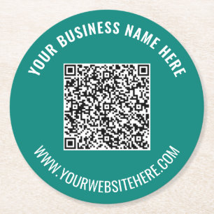 Custom QR Code and Text Paper Coaster Your Colours