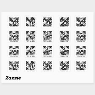 Custom QR Code and Text Promotion White Square Sticker
