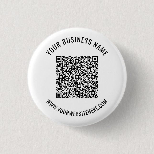 Custom QR Code and Text Promotional Button Example (Front)