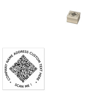 Custom QR Code and Text Round Rubber Stamp Example