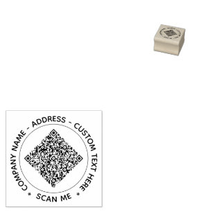 Custom QR Code and Text Round Rubber Stamp Example