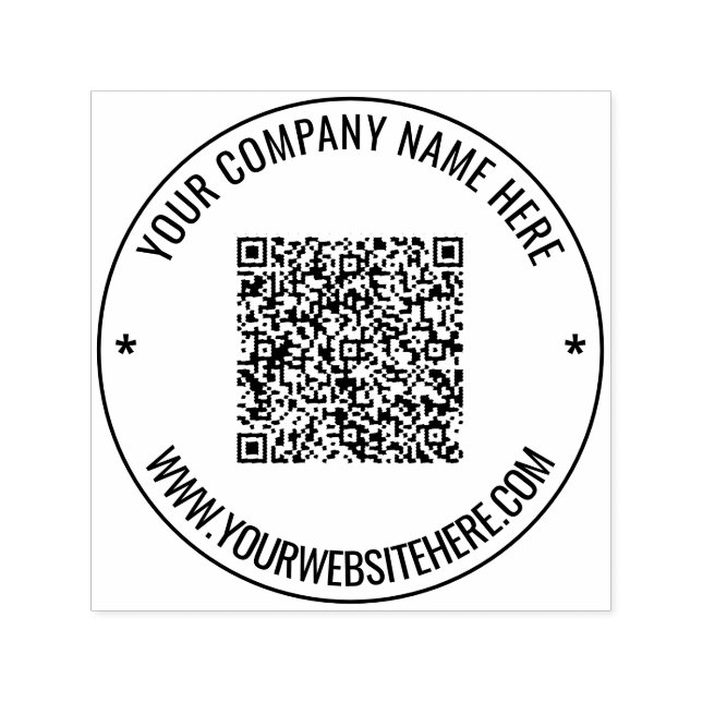 Custom QR Code and Text Round Self-inking Stamp (Design)