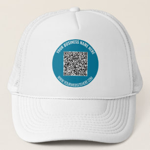 Custom QR Code and Text Trucker Hat Example
