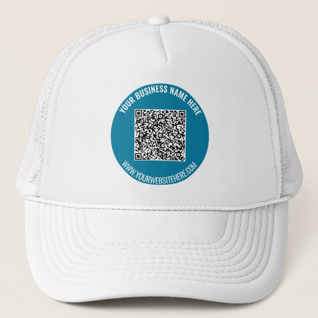 Custom QR Code and Text Trucker Hat Example (Front)