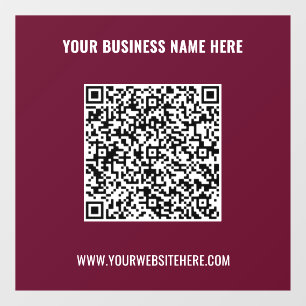 Custom QR Code and Text Window Cling Choose Colour