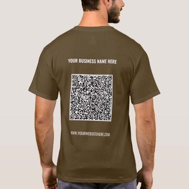 Custom QR Code and Text Your Business T-Shirt (Back)