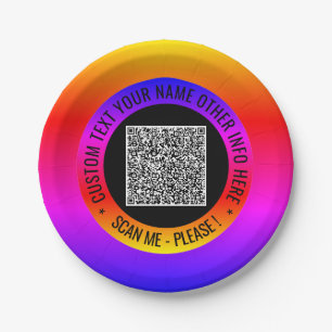 Custom QR Code and Text Your Party Paper Plates