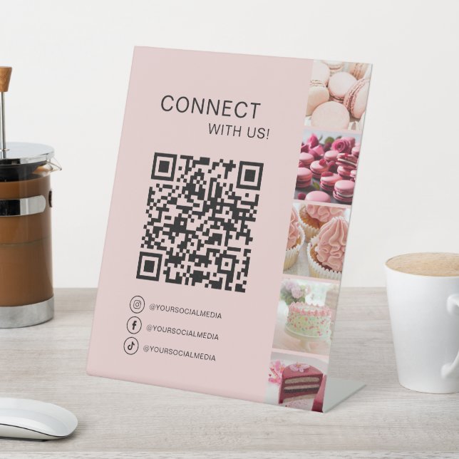 Custom QR Code Bakery Confectionery Cake Shop  Pedestal Sign (In SItu)
