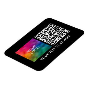 Custom QR Code Barcode Business Logo Text Name Magnet