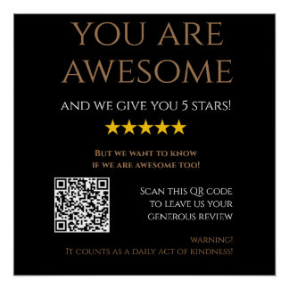 Custom QR Code black gold leave a review elegant Poster
