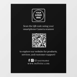 Custom QR Code Black Modern Business Display Window Cling