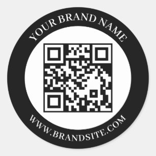 Custom QR Code Black & White Classic Round Design Sticker