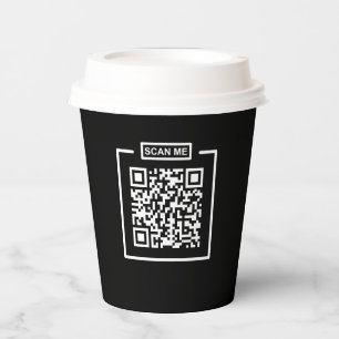 Custom QR Code Black & White Espresso Coffee Shop Paper Cups