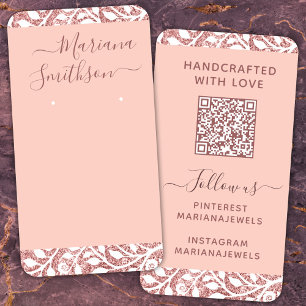  Custom QR Code Blush White Earrings Display Cards