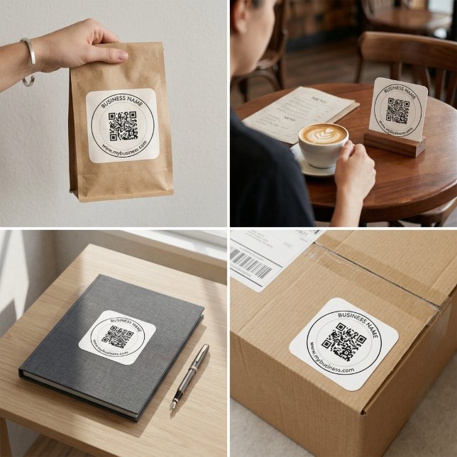 Custom QR Code Business Branding  Square Sticker (Custom QR Code Business Branding Square Sticker)