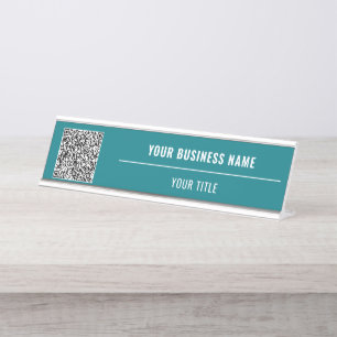 Custom QR Code Business Desk Name Plate Template