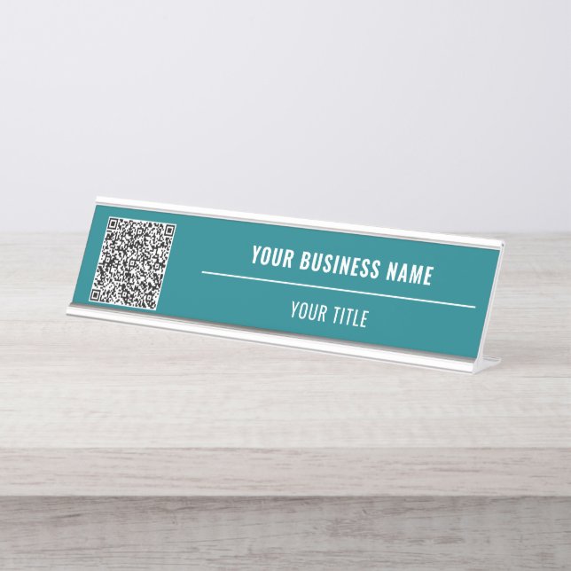Custom QR Code Business Desk Name Plate Template (Front)