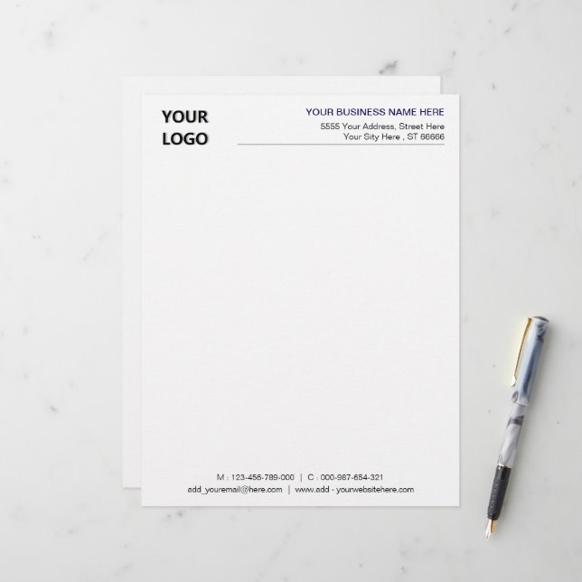 Custom QR Code Business Letterhead with Logo (Front/Back In Situ)