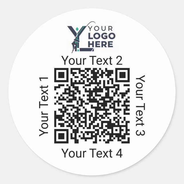 Custom QR Code Business Logo Branding Classic Round Sticker (Front)
