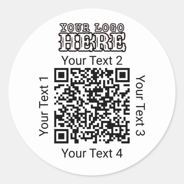 Custom QR Code Business Logo Branding Classic Round Sticker (Front)