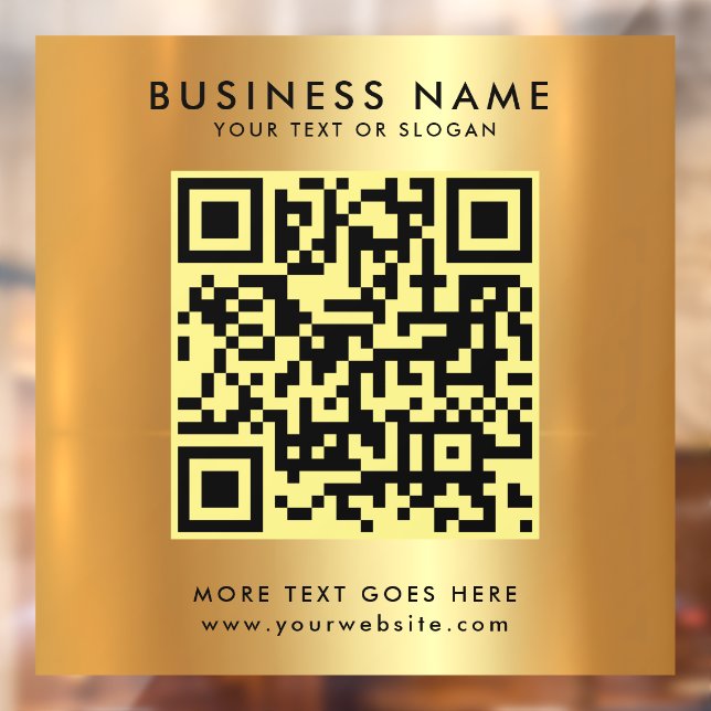 Custom QR Code Business Logo Text Faux Gold Glam Window Cling (Sheet 2)
