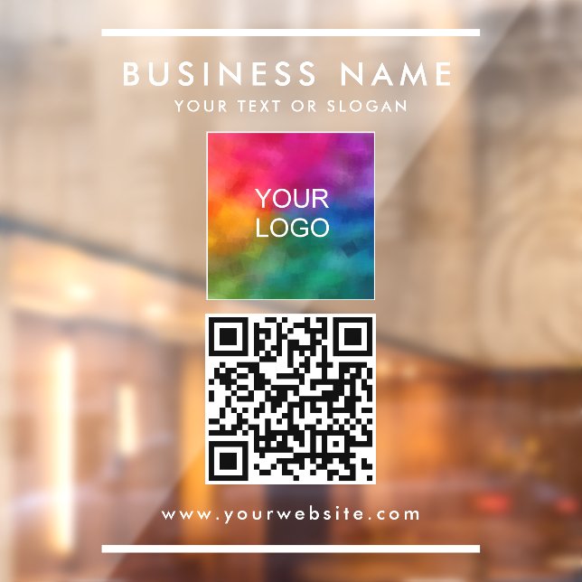 Custom QR Code Business Logo Text Modern Vertical Window Cling (Sheet 2)