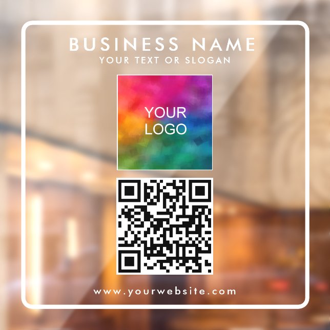 Custom QR Code Business Logo Text Simple Window Cling (Sheet 2)