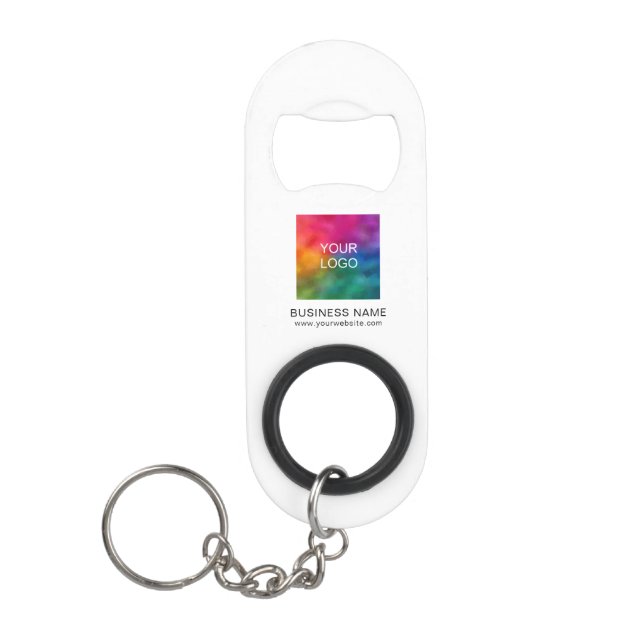 Custom QR Code Business Logo Url Address Template Keychain Bottle Opener (Front)