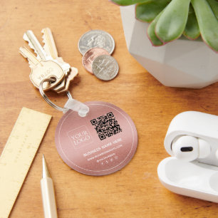 Custom QR Code Business Logo Website Social Media Keychain