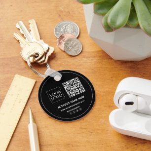 Custom QR Code Business Logo Website Social Media Keychain