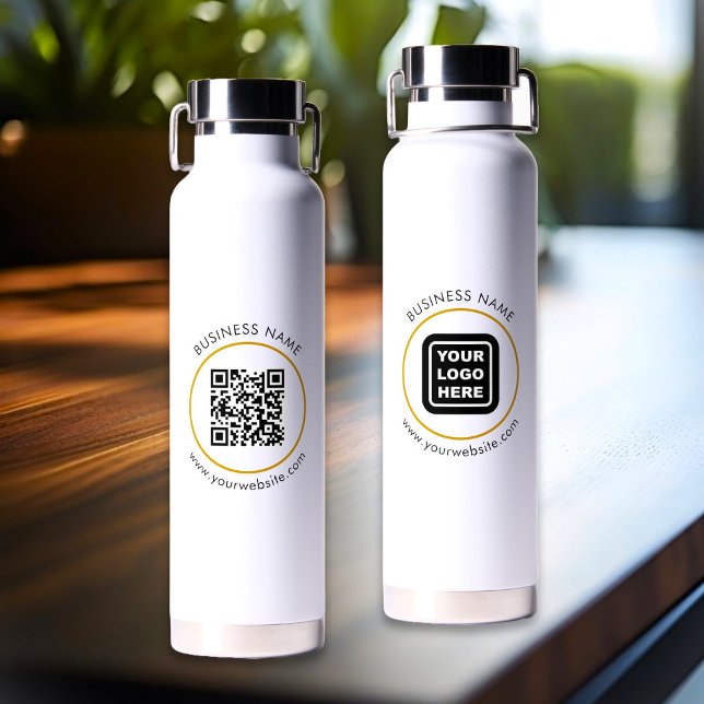 Custom QR Code Business Logo Website Text Water Bottle (Creator Uploaded)