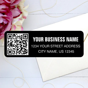 Custom QR Code Business Name Black Return Address