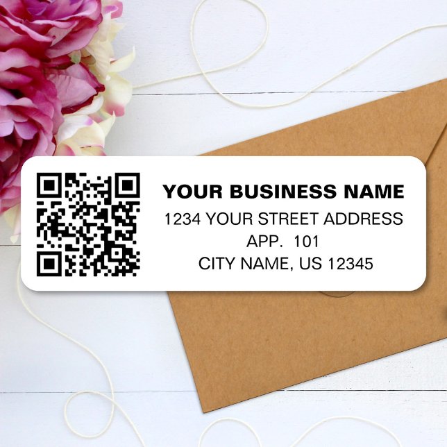 Custom QR Code Business Name Simple Return Address (Creator Uploaded)