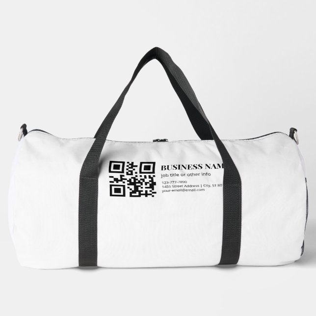 Custom QR Code Business  Name Template Duffle Bag (Front)