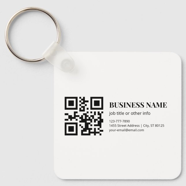 Custom QR Code Business  Name Template Keychain (Front)