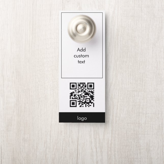 custom qr code business simple white card door hanger (On Knob)