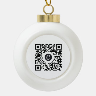Custom QR Code Ceramic Ball Christmas Ornament