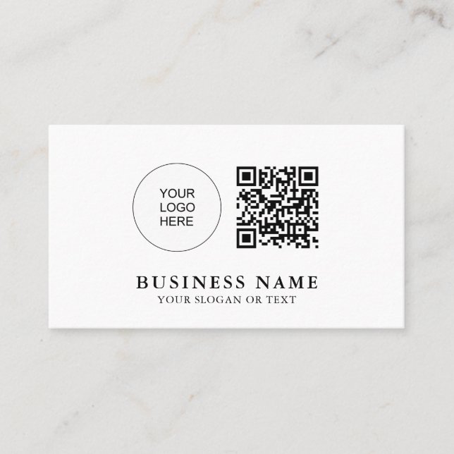 Custom QR Code Company Logo Here Business Cards (Front)