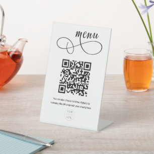Custom QR Code Contactless Script Menu Pedestal Si Pedestal Sign