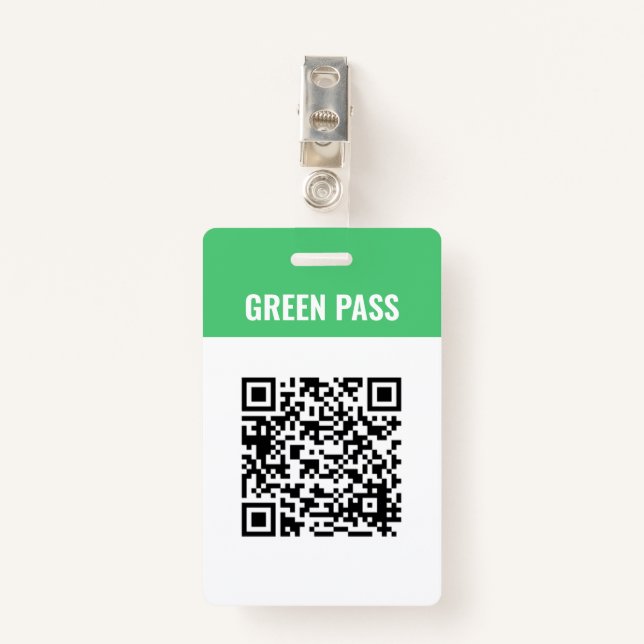 Custom Qr Code Covid Green Pass Badge (Front with Clip)
