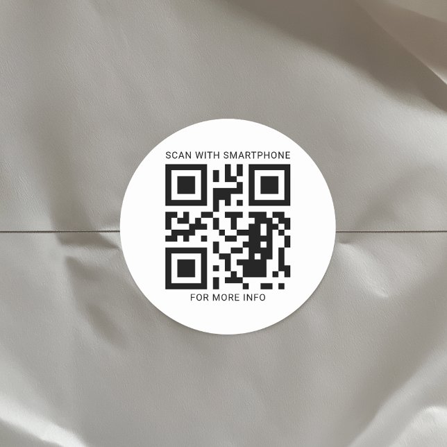 Custom QR Code Create Your Own Business Sticker (Modern Business QR Code Classic Circle White Sticker)