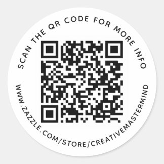 Custom QR Code Custom Text Classic Round Sticker
