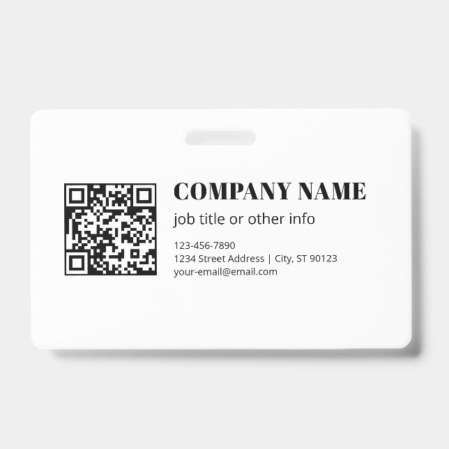 Custom QR code & Editable Retro-Modern Text Badge (Front)