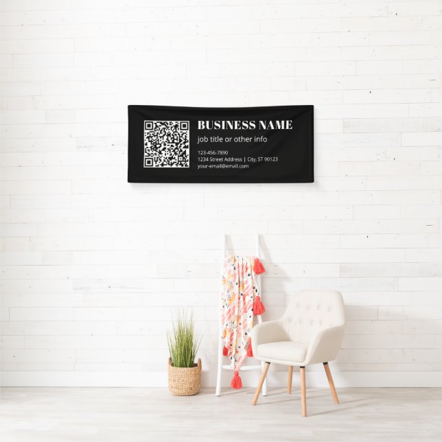 Custom QR code & Editable Retro-Modern Text Banner (Insitu)