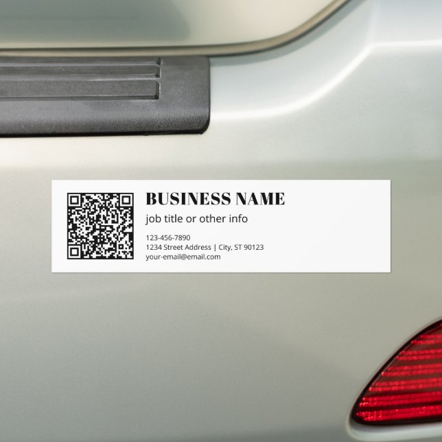 Custom QR code & Editable Retro-Modern Text Bumper Sticker (On Car)