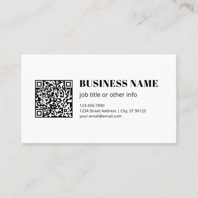 Custom QR code & Editable Retro-Modern Text Business Card (Front)