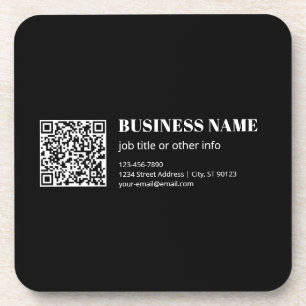 Custom QR code & Editable Retro-Modern Text Coaster